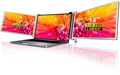 Lipa HDR-75 Triple Portable Monitor Full HD - Extra bildskärm Laptop - Tri-Screen- Triple Monitor - 1 Kabelmodell även för Macbooks och Windows - Plug & Play - För skärmar mellan 14 och 17,3 tum