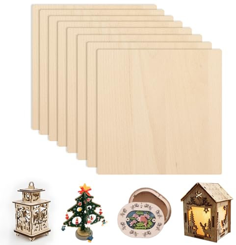OUYZGIA Lot de 16 feuilles de contreplaqué de 3 mm - Découpe sur mesure - 400 x 400 x 3 mm - Pour découpe laser, gravure artisanale, plaques en bois non finies pour peinture DIY (15,7 x 15,7 x 1/8,