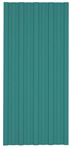 vidaXL 12x Panel para Tejado Plancha Lámina de Techo para Garaje Caseta Placa Cobertizos Establos Casas Móviles Acero Galvanizado Verde 100x45 cm