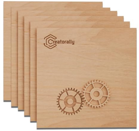 Creatorally Contreplaqué 3mm, Plaque Bois pour Gravure Laser, Planche Hêtre Rouge 30x30 cm 6 Pièces pour Découpe CNC Peinture, Bricolage Projets
