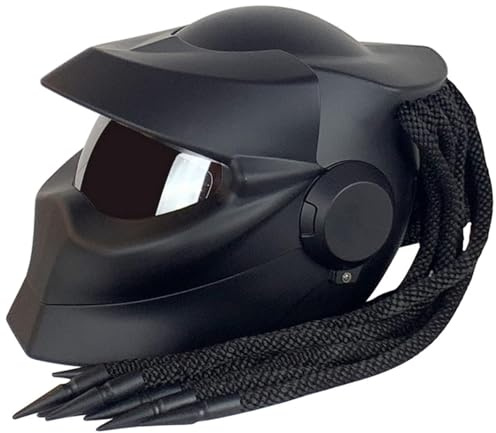Motorrad-Integralhelm Front-klapphelm Mit Sonnenblende Zöpfe Warnlichter ECE-Zulassung Personalisierte Motorradhelme Männer Frauen Erwachsene Offroad Cruiser Chopper Matt Black,L