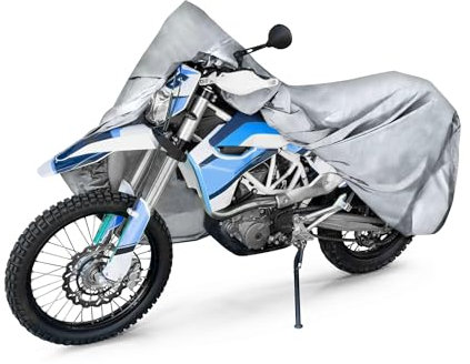 Bâche de protection pour moto All Weather XL, 100 % imperméable, protection toute l'année, argent, 255 x 110 x 135 cm