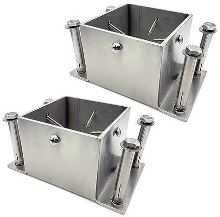 Confezione da 2 staffe quadrate resistenti per recinzioni, supporto per cassetta postale in legno e protezione per ringhiere, 80 x 80 mm, per stabilità di terrazze e pergolati