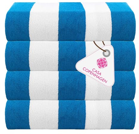 Casa Copenhagen Cabana Toallas de Playa diseñadas en Dinamarca. Rugosas yduraderas, de Secado rápido, Ideales parapiscina, baño y Ducha. 76 x 152 cm. Juego de 4 a : Turquoise