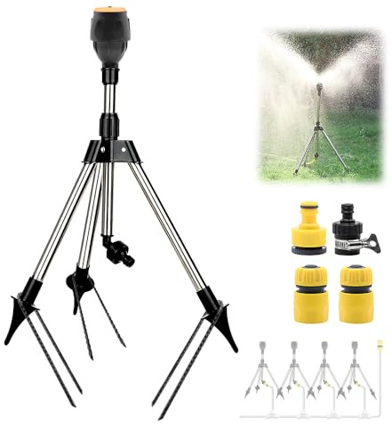 BAUSATZ Tripod Sprinkler, Garden Sprinklers for Lawns, Garden Sprinkler, Lawn Sprinkler, Grass Sprinkler, Water Sprinkler for Garden, Oscillating Sprinkler, 360 Rotating Sprinkler (3/4 inch connector)