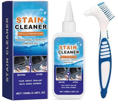 Gel nettoyant pour joints de carrelage – Formule épaisse avec brosse, détachant pour salle de bain et cuisine, sans danger pour la céramique, la porcelaine, la pierre naturelle (100 ml, 1/2/3 pièces