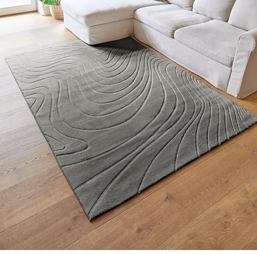 andiamo matta Dale – kort luggmatta med hög effekt för vardagsrummet sovrummet – vävmatta med hög luggdensitet – behagligt mjuk – 120 x 170 cm i antracit
