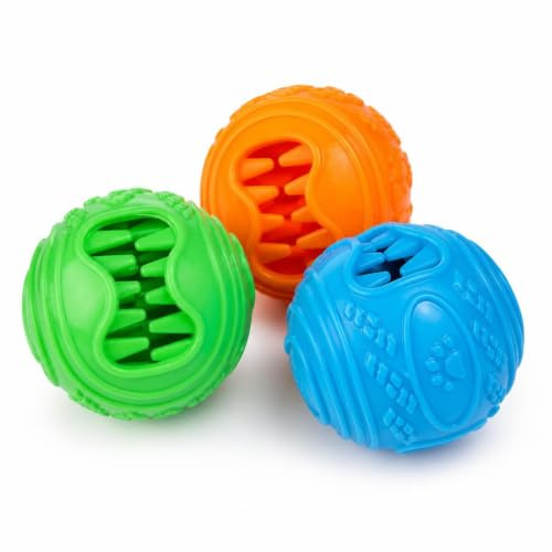 Aliangting Dog Balls 3-Pack Dog Treat Ball Dispenser | Interactive Boredom Buster | Mental Enrichment Toy | Safe Rubber Puzzle Dog Ball Feeder for Small Dogs