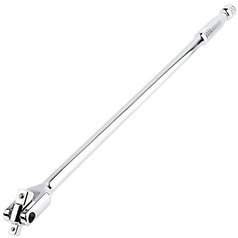 MAXPOWER 2 in 1 Breaker Bar Wheel Nut Spanner Flexible Handle Dual-Drive with 1/2 and 3/8 Nut Sq. Drivers, (24/600mm)