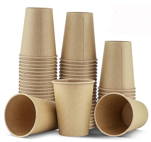 TOROTON Vasos de Papel, 50 Piezas Copas Carton Kraft Biodegradable y Compostable, Vasos Carton para Servir el Café, el Té, Bebidas Calientes y Frías, 350ml
