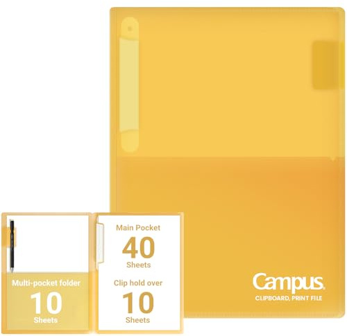 Kokuyo Portfolio-Ordner mit Taschen, Ordner für Papierorganisation, robuste Tasche, passend für US-Briefe und A4, Flip- und Schreibfläche, Doppelzweck-Clip und Taschen-Design (FU-CEH755Y)