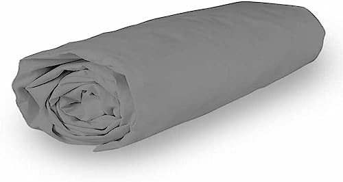 Soleil d'Ocre Vermerkt Spannbettlaken, Baumwolle, Grau, 200 x 200 cm