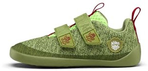 Affenzahn Barfußschuh Knit Happy mit Klettverschluss Vegan rutschfest Flexibel Reflektierend für den Sommer in Größe 21-32 Drache - Grün, 29 EU