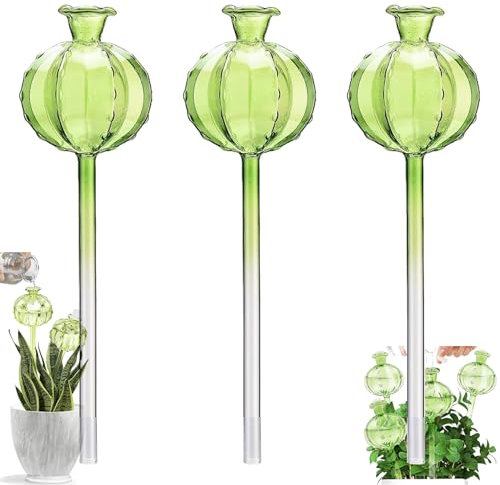 MKNZOME Plant Watering Globes Stakes, 4pcs Self Watering Colorful Glass Plant Watering Devices Automatic Watering Bulbs Vacation Plant Waterer for Outdoor Indoor Garden Plants