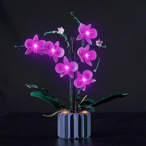 Kyglaring Kit d'éclairage LED pour icônes Orchidée artificielle avec fleurs, l'ensemble d'éclairage conçu pour 10311 Fleur de bouquet ; cadeaux de la collection botanique (RC)