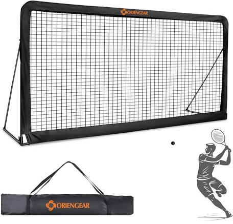 Tennis Rebound Practice Wall - 12ft x 6ft Rebounder Net for Tennis & Racquet Sports Ball & Pickleball, Training Tennises Backboard Net for Court Backyard and Indoor & Outdoor Training, Black