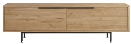 Rebecca Mobili Mobile Basso per Tv, Credenza Bassa Lunga, Color Rovere Grigio Scuro, Truciolato Ferro, con 2 Ante, per Salotto Moderno - Misure HxLxP: 45 x 160 x 35,5 cm - Art. RE7081