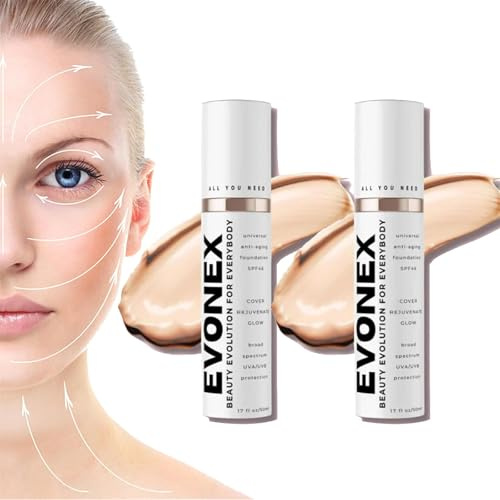 Evonex Age Defying Makeup, Evonex Age Defy Foundation, getönte Anti-Aging-Feuchtigkeitscreme, Foundation-Serum für Frauen, universelle Tönung, getönter Sonnenschutz für das Gesicht mit leichter (2Pcs)
