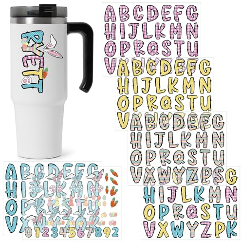 Humyoun 6 Pcs UV DTF Cup Wrap Letters Custom Transfer Letter Stickers Personalized Vinyl Name Decal for Glass Cups Tumbler Laptop Water Bottle Car Notebooks Window DIY Crafts(Bunny Ear)