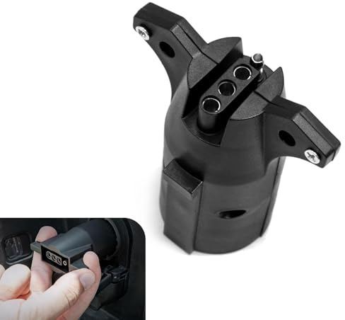MOXRUQ 7 Way to 4 Way Trailer Plug Adapter, Waterproof 7 Pin Blade to 4 Pin Flat Trailer Plug, Trailer Plug Adapter Round Connector Accessories, Universal for RV Truck Trailer Tow Hitch (Black)