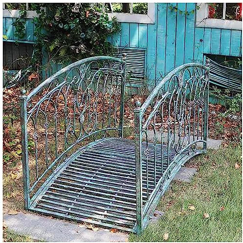 Pont de jardin décoratif en métal avec garde-corps de sécurité – Idéal pour améliorer l'aménagement paysager de terrasse, jardin, pelouse ou ruisseau