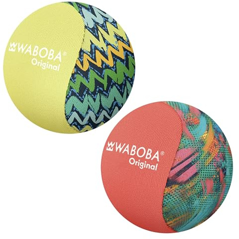 Waboba Original Water Bouncing Ball 2 Pack - Waterproof Games for Pool & Beach - Kids & Teens Outdoor Sports Gift - Abstract & Zigzag Neon Designs