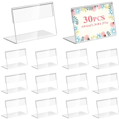 30 Piezas Soporte de Etiquetas Precio Soporte de Etiquetas Acrílico Porta Etiquetas Portaetiquetas Transparente Soporte Acrílico la Etiqueta Titular para Supermercados Tiendas Oficina (6 x 4 cm)