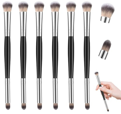Cheynn Juego de 6 pinceles de maquillaje de ojos, sombra de ojos, doble cabeza, juego de pinceles de maquillaje, juego de pinceles de maquillaje, corrector, delineador de ojos, pincel para corrector