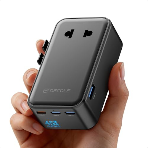 decqle “Air” Universell Reseadapter med 3 USB-C(GaN 45W) & 1 USB-A