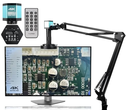 Microscopio de soldadura 4K UHD Microscopio digital electrónico IMX327 HDMI USB cámara de soldadura 130X 150X 180X Lente Zoom (4K 48MP IMX327 HDMI+150X Soporte Plegable A)