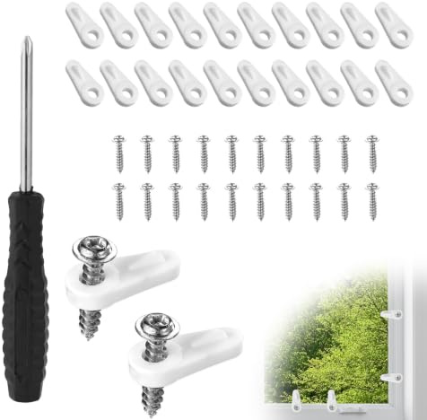Goktvai 20pcs Window Screen Clips, PL 7909 Storm Window Clips with Screws Screen Door Fasteners for Securing Loose Screens Doors DIY Hardware (White)