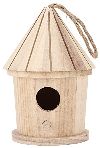 Topiky Casa para Pájaros de Madera, Casa para Pájaros Colgante Redonda de Madera Natural para Jardín Exterior, Caja Nido DIY, para para Decoración Al Aire Libre