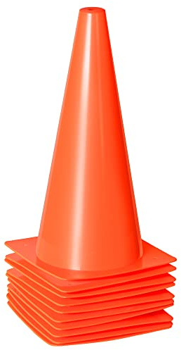 12 Inch Traffic Training Sports Cones, [10 Pack] Orange Safety Cones, Soccer Basketball Cones for Drills, Plastic Marker Cones for Indoor/Outdoor Activity & Festive Events