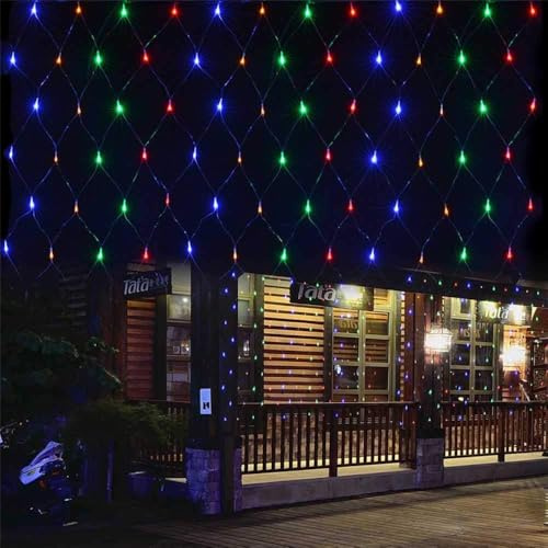 2 Pack Battery Net Lights,Outdoor 4.9x3.9ft Total 200LED Garden Lights