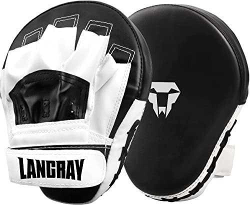 LangRay Handpratzen Kampfsport Boxen, 1 Paar Boxpratzen aus Kunstleder Kickboxen Pratzen für Kinder und Erwachsene MMA Muay Thai Karate