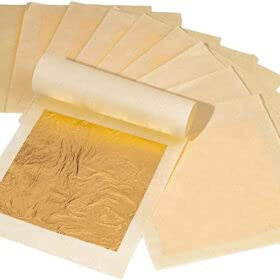 Hoja de oro puro, 24 quilates, lote de hojas de oro, 5 x 5 cm, calidad profesional alimentaria (10)