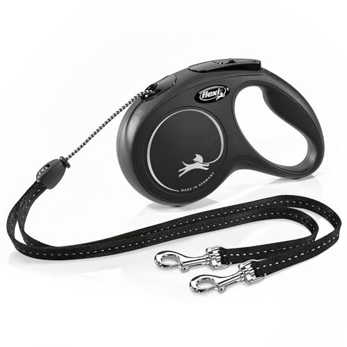 FLEXI® Classic Double Cord Retractable Dog Leash, Small, 16 ft - Black