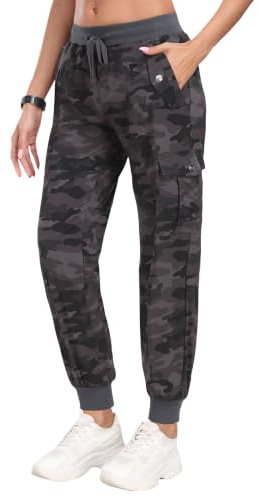 JINSHI Pantalon de Randonnée Femme Cargo Jogging Pantalon Léger Respirant Pantalon Sport Extérieur Trekking avec Multi-Poches