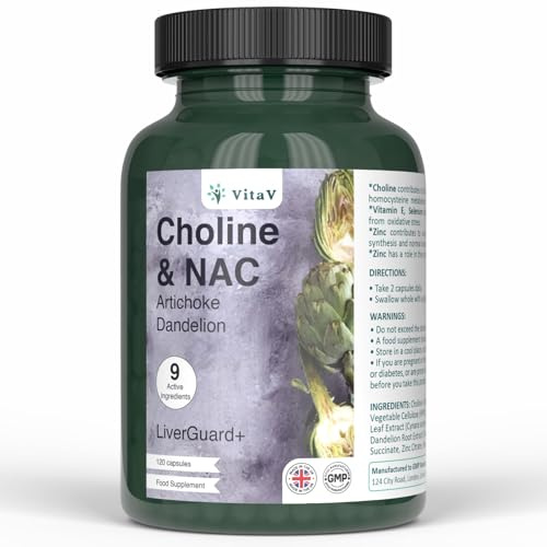 VitaV LiverGuard+ Liver Detox and Repair Capsules with Dandelion Root & Artichoke Extract | NAC, Choline Formula Enriched with Garlic & Turmeric | Liver Supplements for Cleanse & Recovery