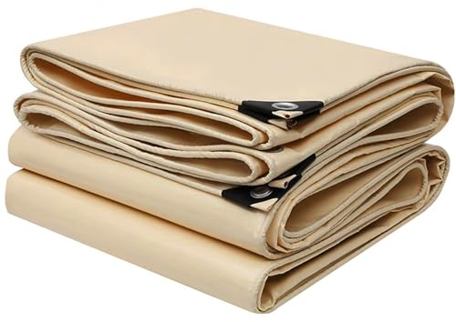 Bâche en PVC Feuille de bâche beige robuste 500 g/m², Couvre-sol imperméable, Housse de protection polyvalente pour mobilier d'extérieur, camping, caravane, voiture, avec œillets renforcés(3x4m)