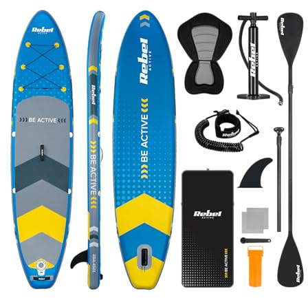 Rebel Electro Tabla de Sup Inflable con Asiento de natación Drop-Stitch 350 cm Kit de Paleta Bomba Mochila RBA-4501-BL