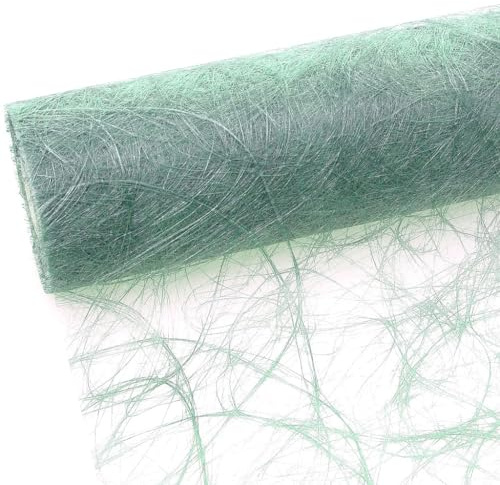 Deko AS - Sizoweb Tischband - 25 Meter Rolle +ca. 100 Dekodiamanten Gratis (Eukalyptus/Salbei/Sagegrün, 300 mm Breite, 25 m Länge)