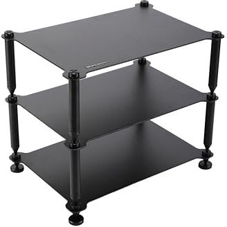 BOALECO FX2 Audio HiFi Rack - Heavy-Duty Aluminum Frame & Solid Aluminum Pillars, Audio Component Stand Rack for HIFI Amplifiers/DACs/Preamplifiers, Compact Desktop Organizer for Home Audio Systems