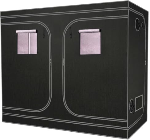 Grow Tent Large 240 x 120 x 200cm (8ft x4fft) Silver Mylar Indoor Hydroponics Bud Grow Box Growing Tent with windows 2.4 x 1.2 x 2 Metre
