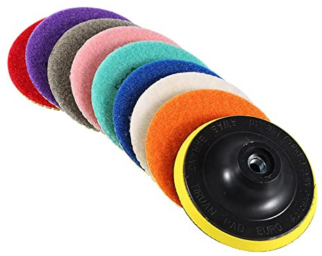 Wet Diamond Polishing Pads Grinding Discs 100mm 8pc Set - Fast Smooth Polishing for Granite Marble Concrete with Sticky Backing for Milling Machines
