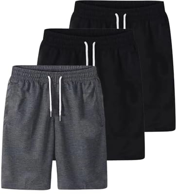 Cycling Shorts Mens 3 Pack Loose xxxl xl xxl xs Quick Dry Joggers Drawstring Elastic Waist Basketball Shorts Knee Length Casual Trousers Wide Leg Half Training Pants for Running Lightweight Beach Wear