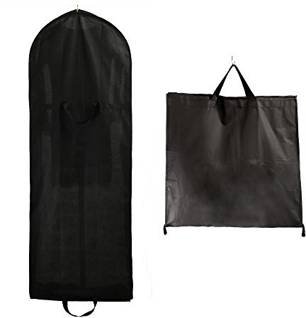TUKA-i-AKUT Faltbar 150cm Atmungsaktiver Kleidersack mit Reißverschluss, Schutzhülle für Kleider/Anzüge/Mäntel, Transport & Säurefreie Langezeitlagerung, 2 Zubehörteile Taschen, Schwarz TKB1007