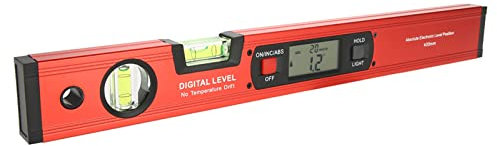 4 x 90 ° Aleación de aluminio digital, Buscador de ángulo magnético, Inclinómetro medidor, Medidor transportador nivel, Nivel digital preciso-Rojo