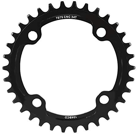 Elprico Ensemble de Plateau de vélo de Montagne, pièces de réparation d'anneau de chaîne à manivelle Unique en Acier 32/34/36/38T BCD 104(34T-Noir)