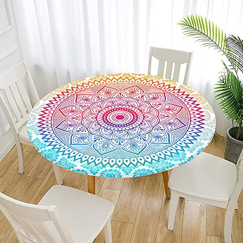 FANSU Runde Tischdecke Garten Abwaschbar, 3D Motiv Serie Polyester Fleckschutz Tischdecken Größe wählbar für Gartentisch, Outdoor in Kiche, Haushalt & Wohnen (Böhmen,150cm)